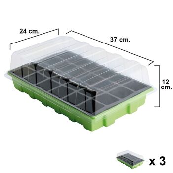 Serre de semis de germination 24 compartiments avec plateau anti-goutte, ensembles de 3 pièces, semis/germination de plantes