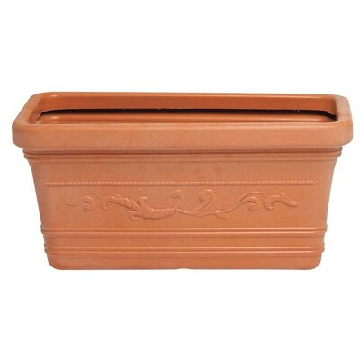 Fioriera Saturnia Rettangolare in Resina, Colore Terracotta, Resistente, Ideale per Esterno, 60x33cm.