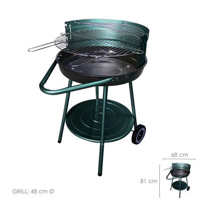 Barbecue Apache a Carbone e Legna, Rotondo Con Batea.  Barbecue Giardino, Spiaggia, Patio.  68x50.8x81 cm.