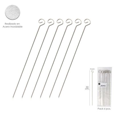 Small stainless steel skewers 30 cm. (Bag 6 Units) Saturnia