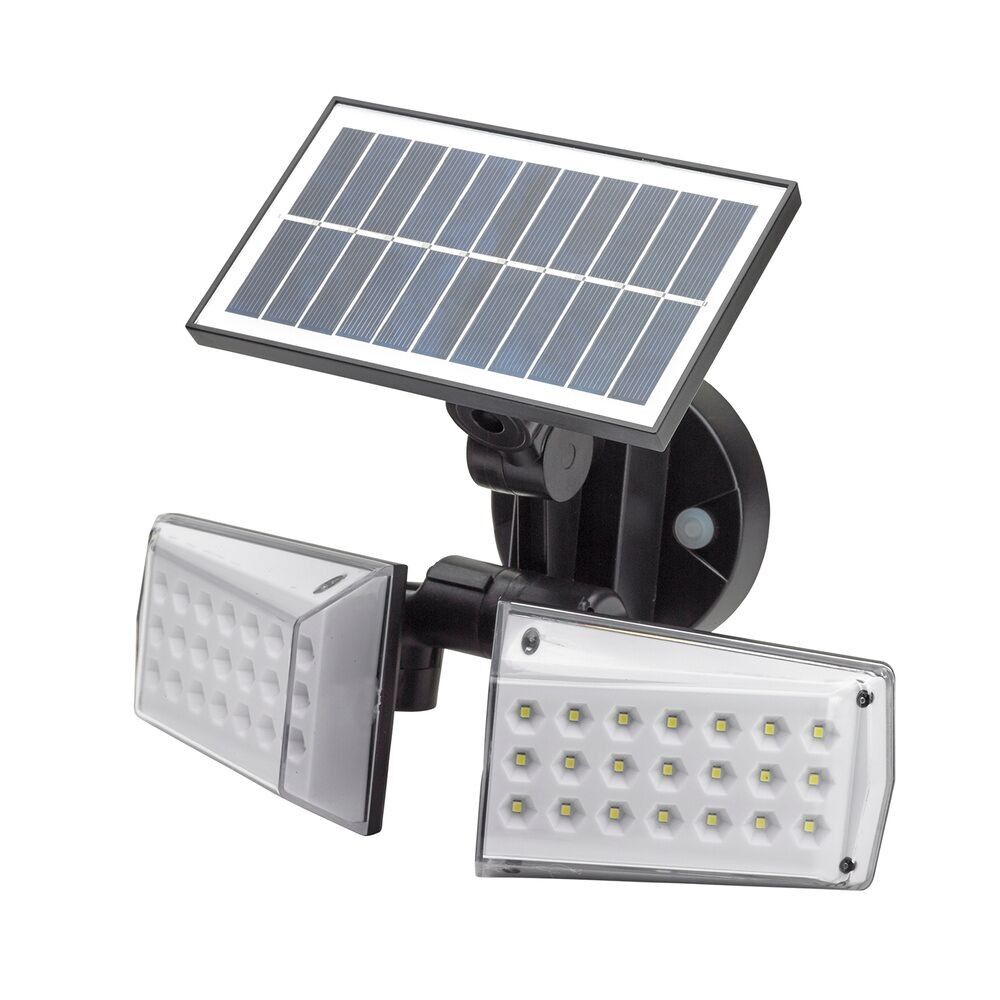 Lampada da Parete Solare a Doppio Led Con Sensore di Movimento/Crepuscolare 450 Lumen. Protezione IP65