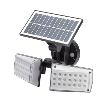 Applique solaire double LED avec capteur de mouvement/crépuscule 450 lumens. Protection IP65