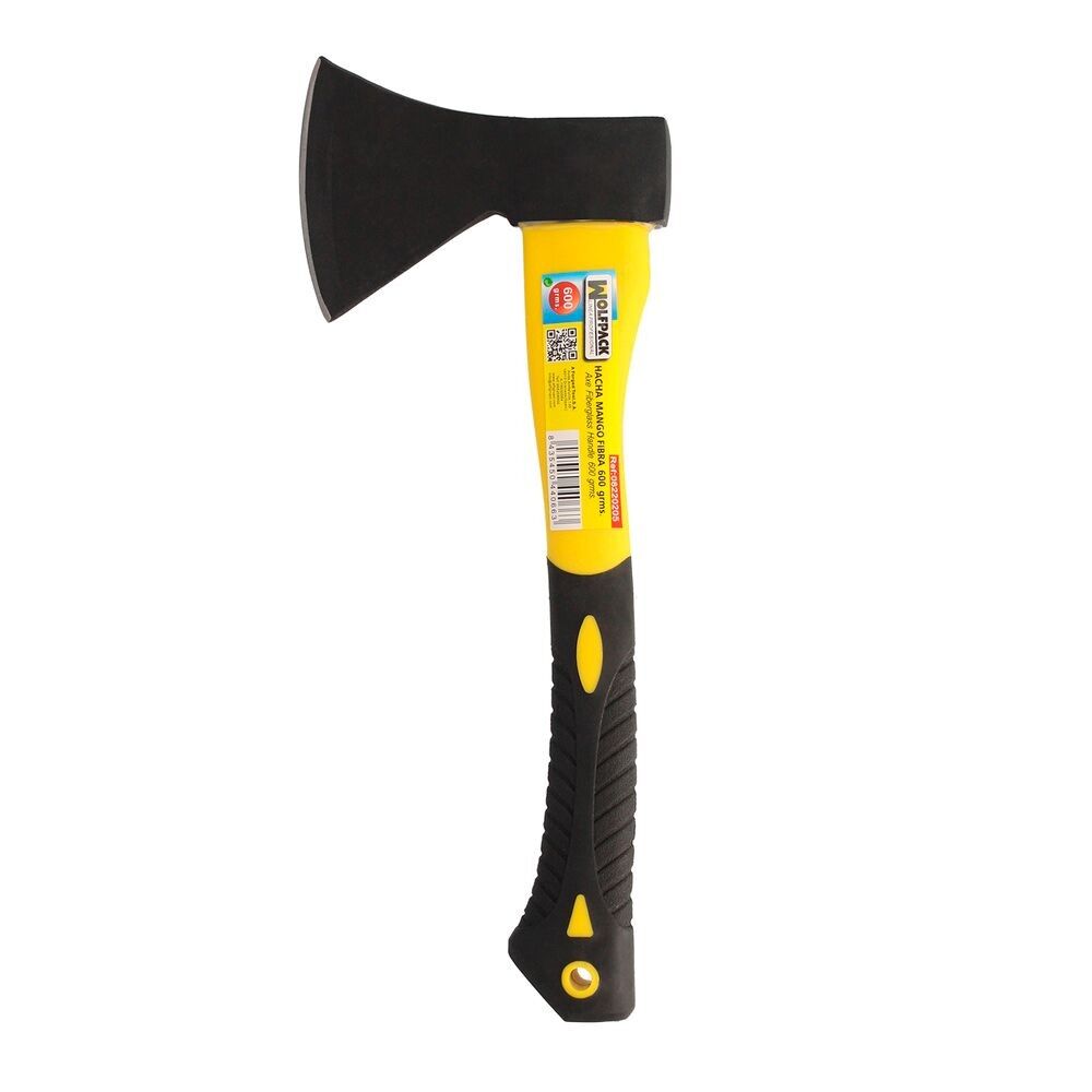 Testa d'Ascia Forgiata da 600 Grammi, con Manico in Fibra di Vetro, Ascia per Legna da Ardere, Ascia per Rami, Leggera e Resistente
