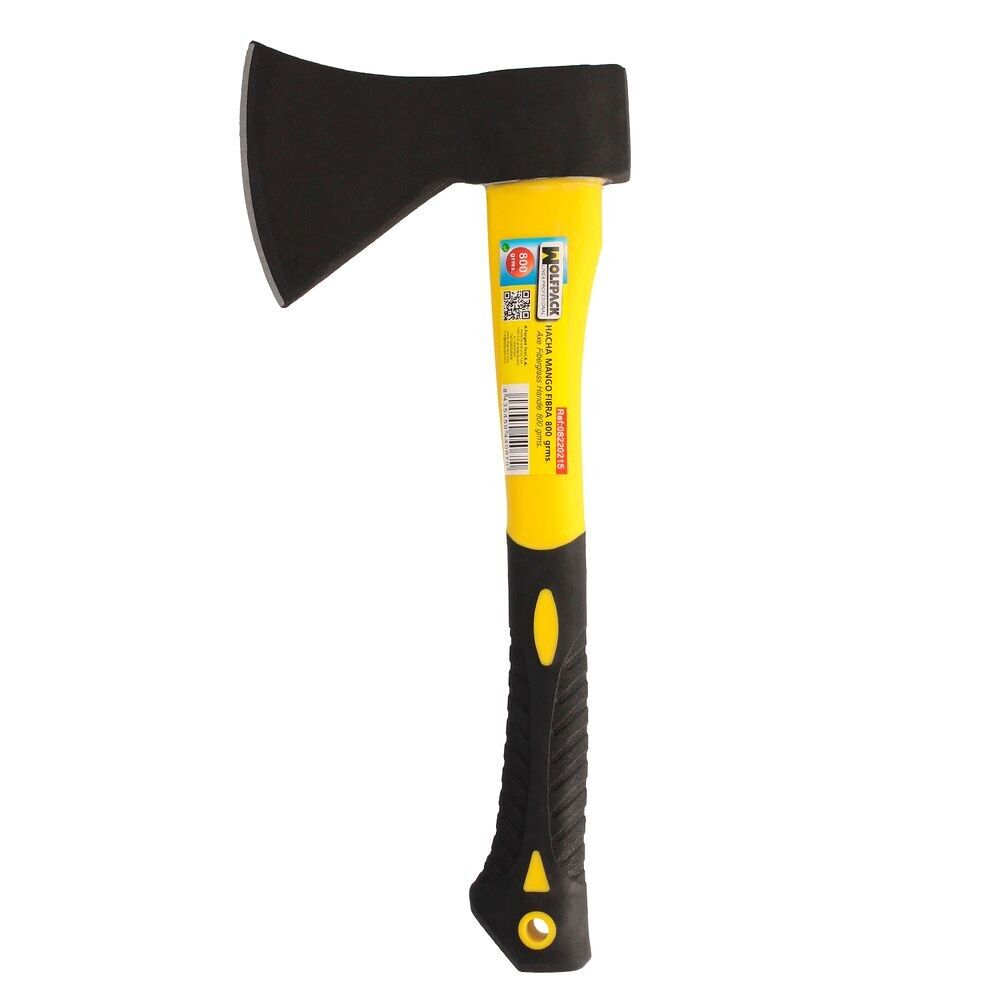 Testa d'Ascia Forgiata da 800 Grammi, con Manico in Fibra di Vetro, Ascia per Legna da Ardere, Ascia per Rami, Leggera e Resistente