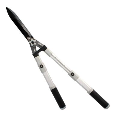 2-Hand Telescopic Aluminum Hedge Pruning Scissors, Non-Stick Steel Blades, TPR Handle, Cutting Adjustment,