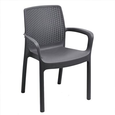 Chaise Résine Simil Rotin Regina Anthracite