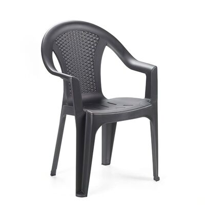 Rattan Resin Chair Low Back Anthracite Ischia
