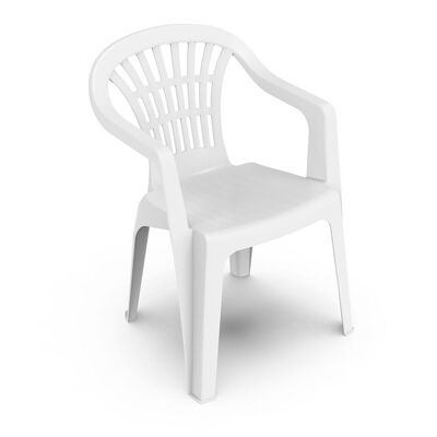 Monoblock-Stuhl aus Kunstharz mit niedriger Rückenlehne, weiß, Modell Lyra