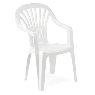 Weißer Monoblock-Stuhl aus Kunstharz mit hoher Rückenlehne von Zena