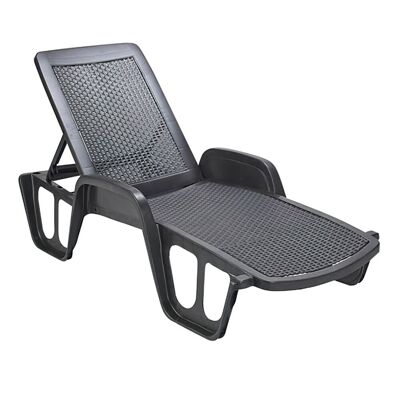 Anthracite Rattan Resin Lounger