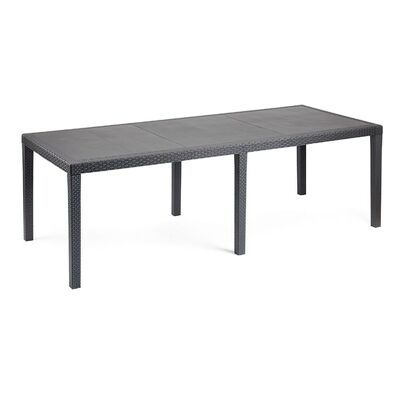 Table en résine rotin Prince Anthracite 220x90 cm.