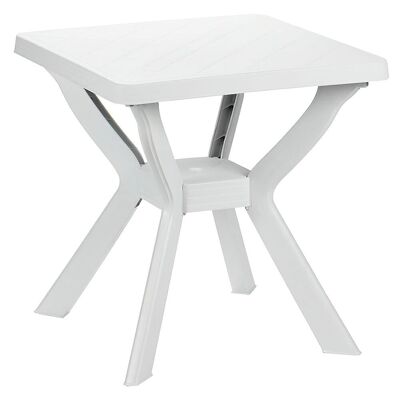Quadratischer Tisch aus weißem Kunstharz, 70 x 70 x 72 cm (Ht.)cm.