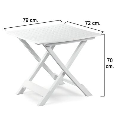 Table pliante en résine blanche 79x72x70 cm.
