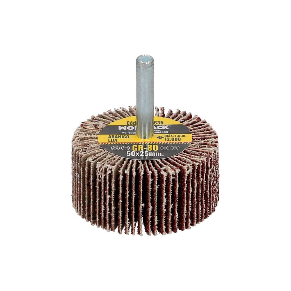 Ventola Levigatrice Grana 80 Misura " 50 x 25 mm. Disco Abrasivo Lamellare, Mole Millefoglie, Mole Abrasive