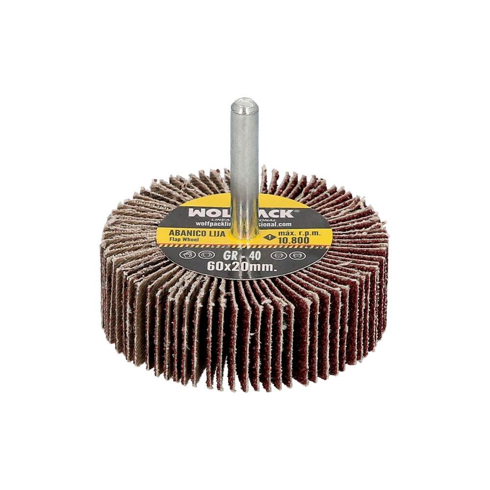 Ventaglio Di Carta Vetrata Grana 40 Misura " 60 x 20 mm. Disco Abrasivo Lamellare, Mole Millefoglie, Mole Abrasive