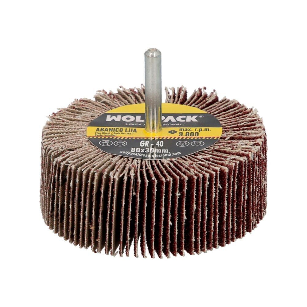 Ventaglio Di Carta Vetrata Grana 40 Misura " 80 x 30 mm. Disco Abrasivo Lamellare, Mole Millefoglie, Mole Abrasive