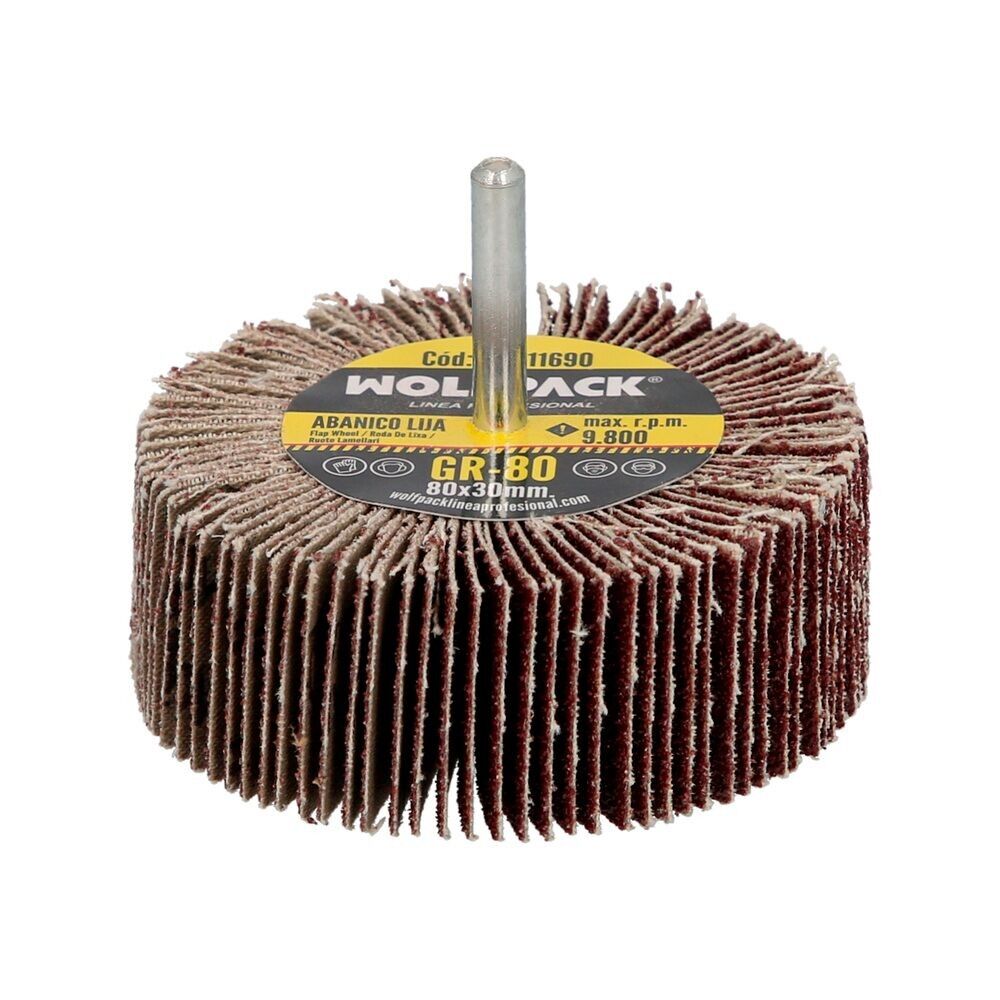 Ventola Levigatrice Grana 80 Misura "80 x 30 mm. Disco Abrasivo Lamellare, Mole Millefoglie, Mole Abrasive