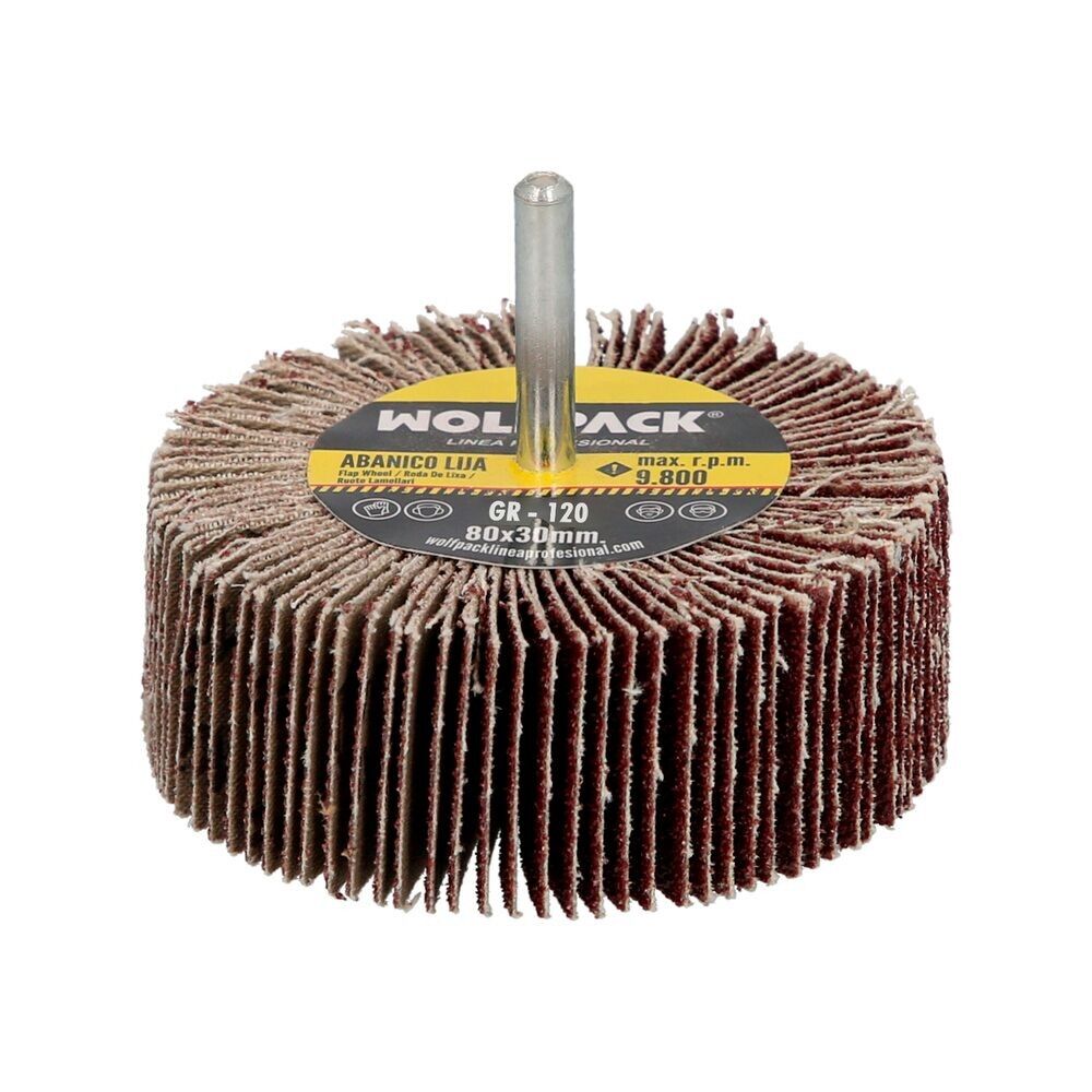 Ventola Levigatrice Grana 120 Misura "80 x 30 mm. Disco Abrasivo Lamellare, Mole Millefoglie, Mole Abrasive