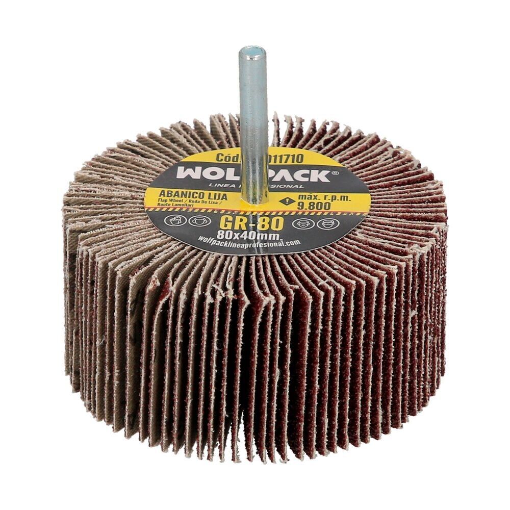 Ventola Levigatrice Grana 80 Misura "80 x 40 mm. Disco Abrasivo Lamellare, Mole Millefoglie, Mole Abrasive