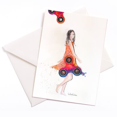 Fidget Spinner Rock - Card with Color Core and Envelope | 031