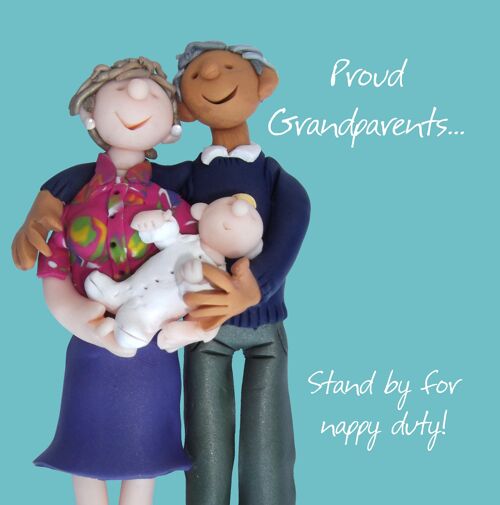 Proud Grandparents - Nappy Duty new baby card