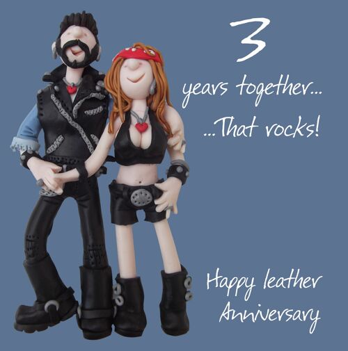 3 Years Together - Leather Anniversary card