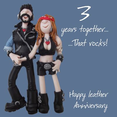 3 Years Together - Leather Anniversary card