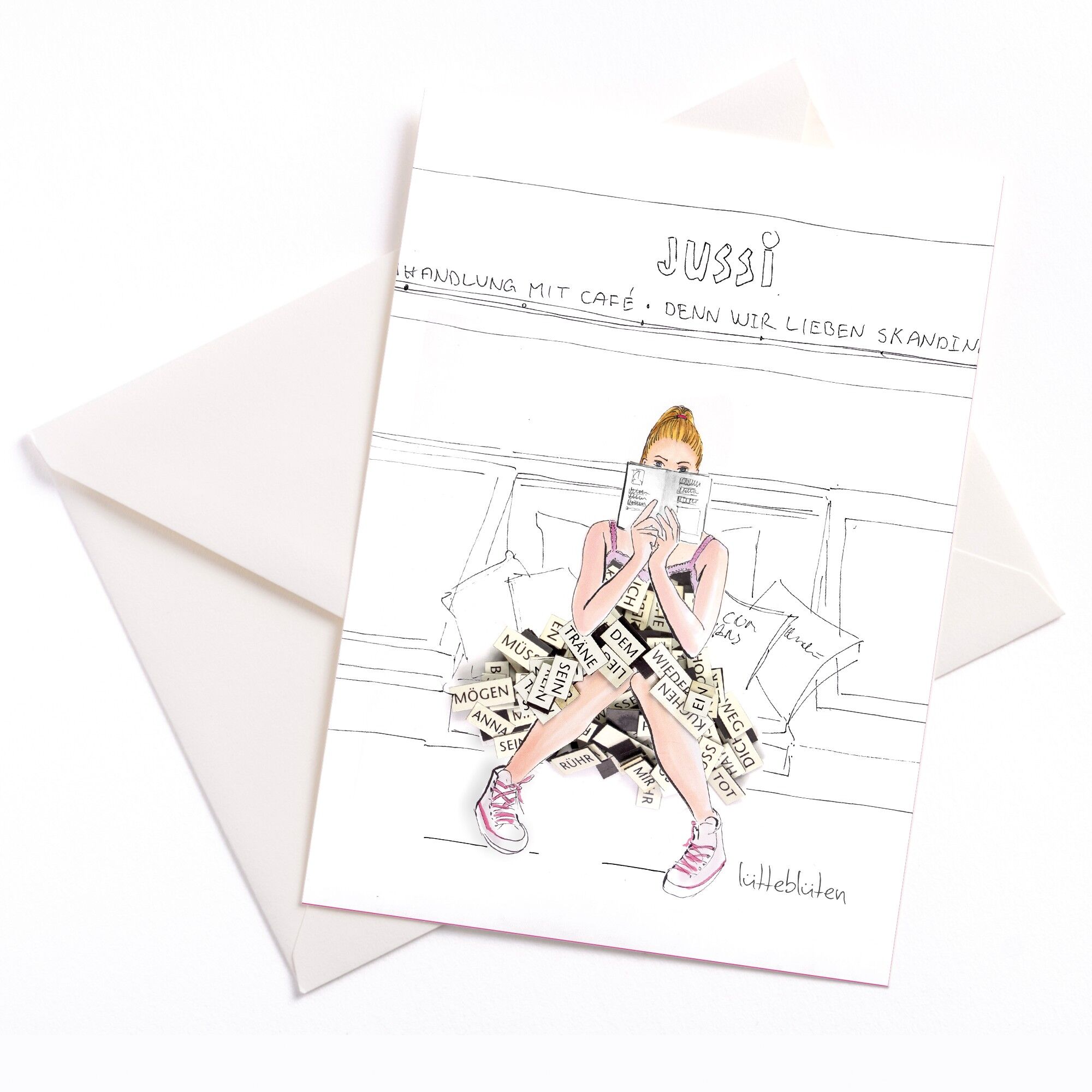 Leggere è divertente: biglietto con anima colorata e busta | 040