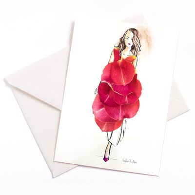Vestido de verano - tarjeta con núcleo de color y sobre | 028