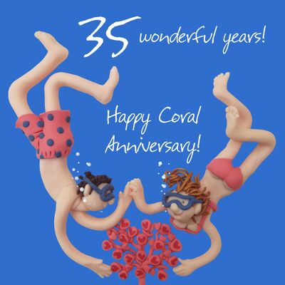 Tarjeta de aniversario de coral - 35 años maravillosos