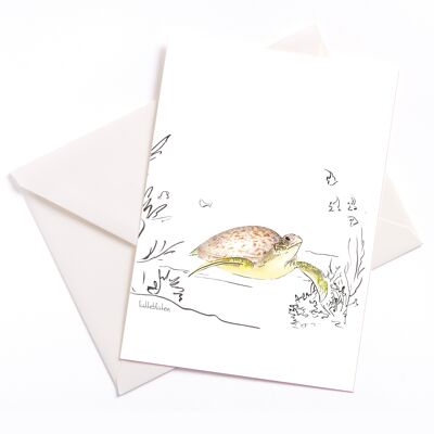 Tortue sirène - Carte avec noyau de couleur et enveloppe | 045