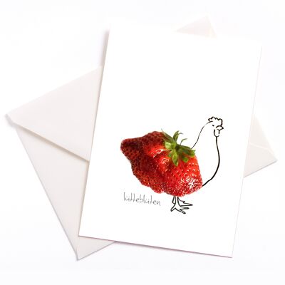 Strawberry Chicken - Card with Color Core and Envelope | 050
