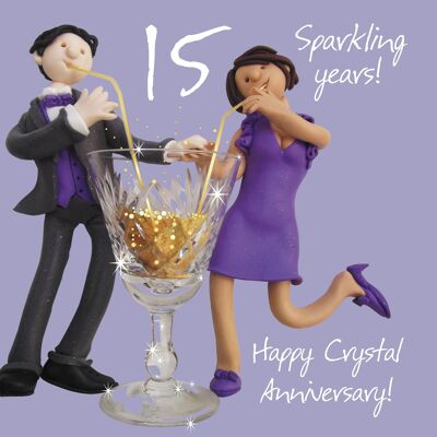 Biglietto anniversario di cristallo - 15 anni scintillanti
