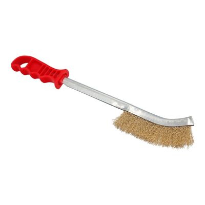 Brass-Plated Steel Manual Brush with Red Handle 34 cm.