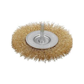 Brosse en acier laitonné pour perceuse. Disque " 100 mm. Brosse de forage en fil de laiton Spike 1/4", brosse de nettoyage, brosse de polissage.