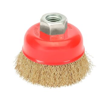 Brosse Boisseau Avec Fil En Acier Laitonné, Filetage M14, "100 mm. Fil de 0,30 mm.