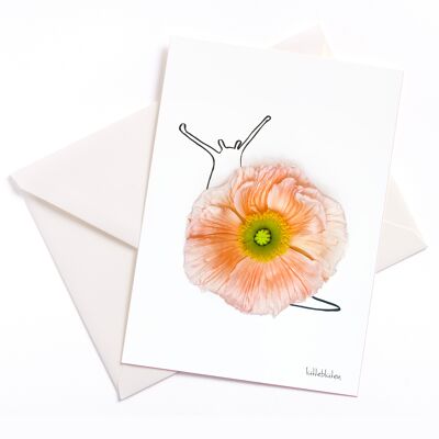 Escargot coquelicot - carte avec noyau de couleur et enveloppe | 055