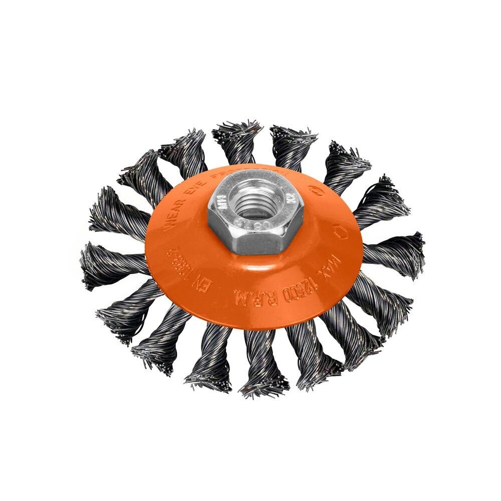 Oblique Brush With Braided Steel Wire M14 Thread, " 100 mm.  0.30 mm wire.