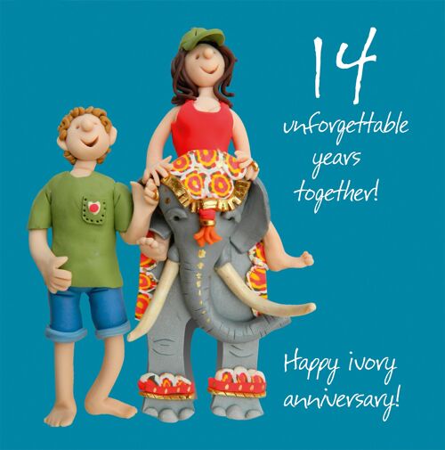 14th Anniversary - Ivory card