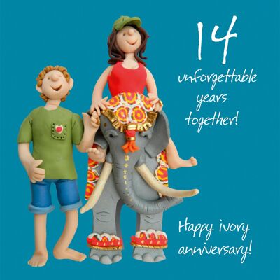 14th Anniversary - Ivory card