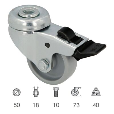 Domestic Wheel "50 mm.  Through Hole " 10 mm. With brake