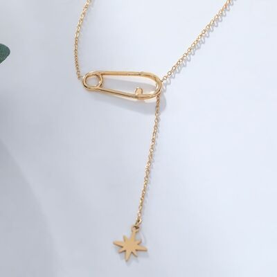 Gold pin chain necklace with hanging star