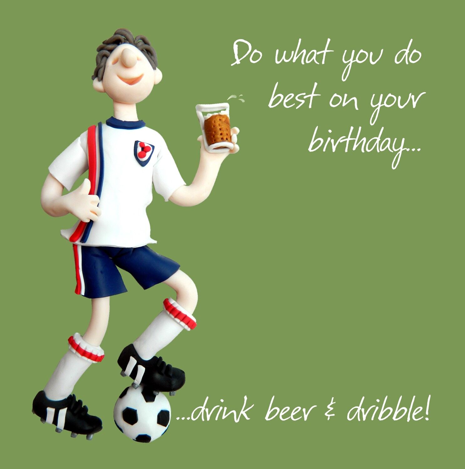 Biglietto d'auguri per bere birra e dribblare