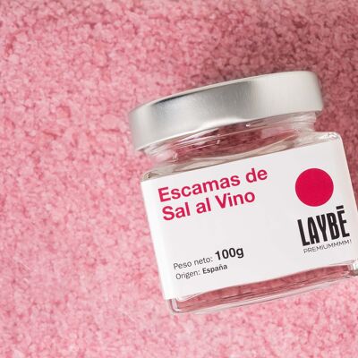 Glas mit Salzblütenblättern in Rotwein 100 g