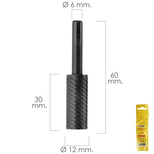 Fresa Rotativa Para Metal Cilindrica " 12 mm. Para Taladro / Fresadora
