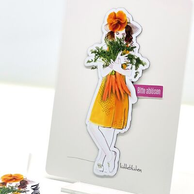 Easter card and magnet "Carrots on the fridge" - Easter card with magnet