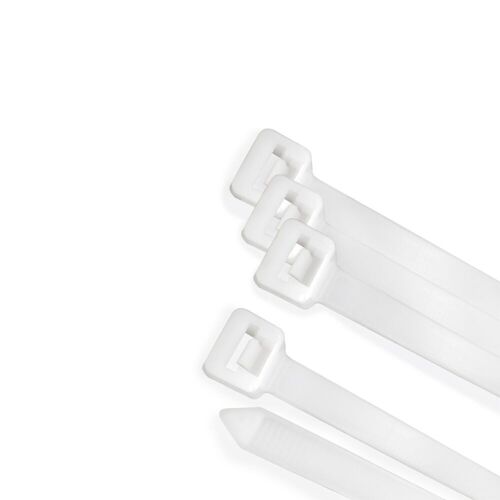 Brida Nylon 100%. Color Blanco / Natural 2, 5 x 100 mm. 100 Piezas. Abrazadera Plastico,  Organizador Cables,  Alta Resistencia
