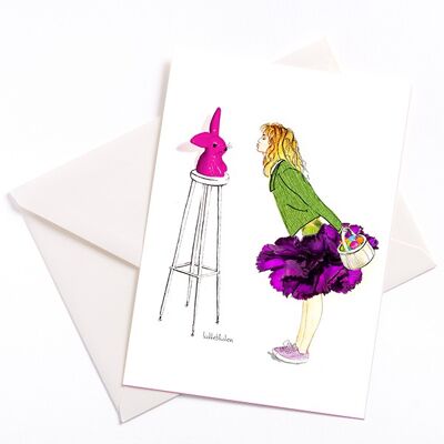 Easter card "Rabbit Kisses" – Easter card with color core and envelope | 093