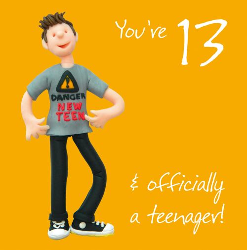 13th Birthday Male numbered birthday card