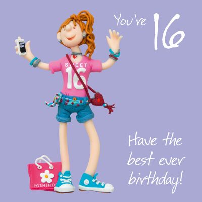 16th Birthday Female numbered birthday card
